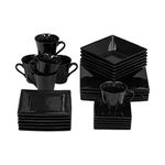 10 Strawberry Street NOVA-30SQBLK-DIN Nova Square Dinnerware Set, 30 Pc, Black