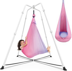 Swing Stand with Sensory Swing, Swing Frame with Pod Swing, X-Shaped Swing Set, Metal Swing Chiar with Stand for Adults Indoor and Outdoor 330LBS (Light Pink Gradient)