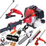 Dealourus 5 in 1 Multi Function Garden Tool Petrol Strimmer Brush Cutter Chainsaw hedge trimmer pruner power sweeper broom extension pole