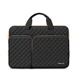 MOSISO 360 Protective Laptop Sleeve Compatible with MacBook Air 13 inch M3 M2 M1 2024-2018/Pro 13 M2 M1 2024-2016,Surface Pro 8/7/6/X/5/4/3, Square Quilted Bag with 2 Pockets&Handle&Belt, Black