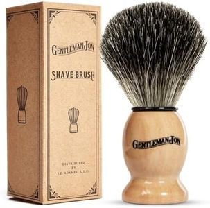 Gentleman Jon 100% Black Badger Hair Shaving Brush for Men – Premium Ergonomic Shave Lather Brush for Wet Shave Using Shaving Cream & Soap – Ideal for Safety Razor, Double Edge Razor, Straight Razor