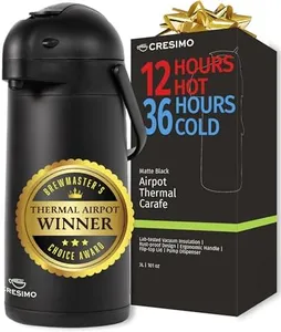 Airpot Coffee Dispenser With Pump - 12 Hours Hot, Black Coffee Thermal Carafe for Hot Drinks - Hot Water Dispenser with Pump, Tea Flask for Hot Beverages -Large Coffee Carafe, Carafe for Hot Liquids