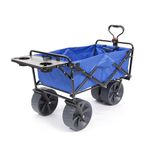 MAC S P O R T Sports Heavy Duty Collapsible Folding All Terrain Utility Wagon Beach Cart (Blue/Black with Table)