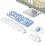 MoKo Cloud Wrist Rest, Ergonomic Cloud Keyboard Wrist Rest with Mouse Rest Wrist Pad, Upgraded PU Leather Cloud Arm Rest Wrist Pad for Keyboard and Mouse for Office, Gaming, Computer, Laptop, White