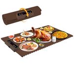 Food Warming Mat-Foldable Electric Warming Mat for Food Sillicon Food Warmer with Adjustable Temperature Control Time Moders Locking Function Warming Tray for Buffet,Party Brown