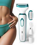 Caresmith Bloom 4 in 1 Face & Body Hair Trimmer for Women | 3 Heads- Body Trimmer & Shaver, Face Trimmer & Eyebrow Trimmer | Rechargeable | Hair Removal Machine for Women, Green