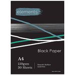 Elements A4 Black Sketch Pad | 150 GSM Acid-Free Paper | 30 Sheets of Smooth Black Paper – Ideal for Mixed Media, Pencils, Pastels, Gel Pens, Charcoal & More