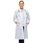 Professional Men & Women Lab Coat Cotton Material 41 Inch Long (White) Unisex Doctor Costume Medical Chemistry Scientist Button laboratory Male Jacket Lightweight Labcoat Doctors Scrubs Coats (Medium)