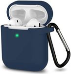 AirPods Case, Full Protective Silicone AirPods Accessories Cover Compatible with Apple AirPods 1&2 Wireless and Wired Charging Case(Front LED Visible),Navy Blue