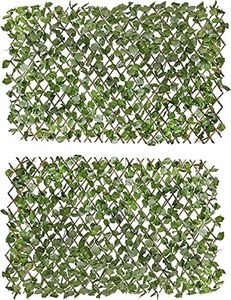 Verseo Artificial Ivy Privacy Fencing System, Faux Ivy Vine & Willow Branch Lattice, Adjustable Ivy Wall Privacy Screen, Expandable Horizontal or Vertical up to 96" (Set of 2, for 192" of Coverage)