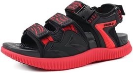 KuaiLu Mens Arch Support Hiking Sandals Orthotic Athletic Sport Recovery Walking Cushion Sandals Open Toe Summer Beach Travel Sandles Plantar Fasciitis Water Sandalias For Camping RedBlack 9.5