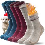 TANSTC Merino Wool Thermal Socks for Men & Women Warm Winter Thick Socks Breathable Hiking Walking Socks Cushioned Moisture Wicking Boot Socks for Outdoor 3 Pairs,Multi-Coloured,L