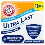 Arm & Hammer Ultra Last Unscented Clumping Cat Litter, MultiCat 18lb, Pet Friendly with Baking Soda
