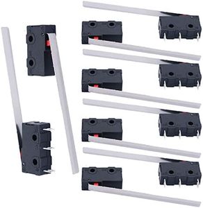 Twidec/10Pcs Mini Micro Limit Switch 5A 125 250V AC SPDT 1NO 1NC Very Long Straight Hinge Lever Arm Switch Snap Action Button Type 3 Pins KW11-3Z04