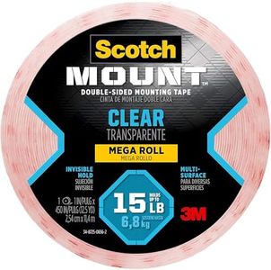 Scotch Double Sided Tape, Clear Mounting Tape, 1 Roll Adhesive Tape, 1 in x 450 in (37.5 ft), Holds Up To 15 Lbs., Features 3M Industrial Strength Adhesive (410-LongDC)