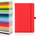 Notes London Eco A5 Notebook with Lined Pages, Pen Loop, Ribbon, Date Marks and Paper Pocket, Medium Hardback Journal, Note, sustainably sourced paper (Red)