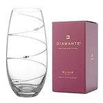 DIAMANTE Swarovski Barrel Vase 'Toast Swirl' - Hand Cut Crystal Vase with Swarovski Crystals - 25cm (1043.325)