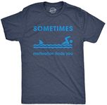 Mens Sometimes Motivation Finds You Tshirt Funny Shark Tee Mens Funny T Shirts Shark T Shirt for Men Funny Fitness T Shirt Novelty Tees for Men Navy - M