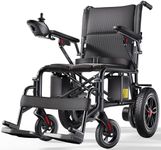 Electric Wheelchair for Adults - 10 Miles Long Travel Range, Lightweight Folding, Motorized Power Chair for Indoor/Outdoor Mobility - Compact Size - Black