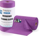 Homaxy Microfiber Cleaning Cloth Roll, 75 Pack Reusable Tear Away Towels, 11.8" x 11.8", Ultra Absorbent and Lint Free Cleaning Rags Towels for Car, House, Kitchen, Purple