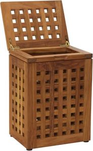 AquaTeak Grate Teak Waste Basket with Lid