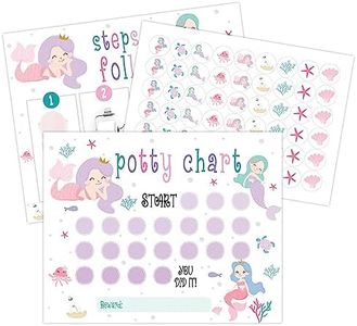 Mermaid Potty Training Chart, Under Sea Theme Potty Training Sticker Chart for Toddlers Boys Girls(1 Pack Includes 10 Potty Training Chart, 1 Instruction, 4 Stickers) - a04