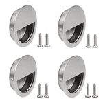 ZXShow 4 Pieces Recessed Sliding Door Handles 50mm 2 Inch Diameter Stainless Steel Round Flush Pull Handles Round Flush Finger Pull Handles with Hidden Concealed Screws for Door Cabinet Drawer