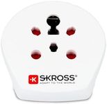 SKROSS 39770 Country Adaptor India Israel Denmark to Europe, Earthing Contact Plug (Type F, CEE 7/7), White, Suitable for All Grounded and Unearthed Devices (2 and 3 Pin)