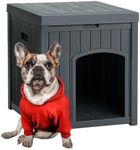 Indoor Dog House Weatherproof Outdoor Dog Houser for Small Medium Dogs, Resin Plastic Igloo Dog House with Flip Lid and Elevated Floor, Easy Assembly for Cat Puppy Shelter (Grey)