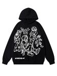 Laixton Men's Oversized Hoodie Pullover Unisex Graphic Sweatshirts Hoodies Casual Tunic Anime Streetwear Aesthetic Top, A Line Black, Large