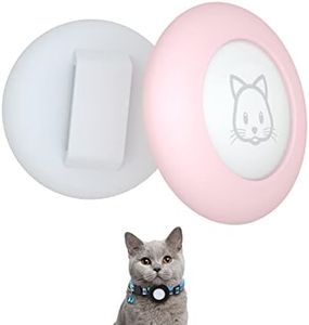 2022 AirTag Cat Collar Holder, Small AirTag Compatible Case, 2Pack Waterproof Cover for Pet Collar Within 3/8 inch (Pink&White)
