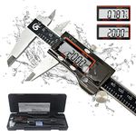 KETOTEK Digital Caliper Measuring Tool, IP54 Waterproof Stainless Steel Electronic Vernier Caliper 6 Inch/150mm Digital Micrometer with Large LCD Screen