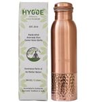 HYGGE Copper Water Bottle - 34 Oz Extra Large - A Half Hammered Ayurvedic Pure Copper Vessel for Drinking - Drink More Water, Lower Your Sugar Intake and Enjoy The Health Benefits Immediately