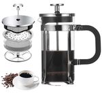 Mellovin French Press Coffee & Black Tea Maker with Premium Heat Resistant Borosilicate Glass, Superior Filtration System, 304 Stainless Steel Plunger, Easy to Clean (1000 ml)