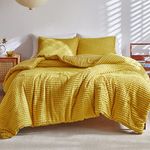 WARMDERN King Comforter Set Yellow Boho Stripe Comforter Lightweight Microfiber Down Alternative Comforter Tufted Bedding Set 3 pcs for All Season - 1 Comforter & 2 Pillowcases (Yellow, King)