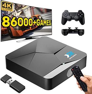 Retro Game Console Super Console X2 with 86,000+Games,Video Game Console with EmuElec 4.5&Android TV 9.0 System,Plug&Play 4K HD Emulator Console Compatible with PSP/PS1/DC/SEGA/NAOMI,2.4+5G,BT 5.0 (128GB)