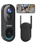 BOTSLAB 5MP Video Doorbell Camera Wireless No Monthly Fee, 1:1 Head-to-Toe with 360° View, 150-Day Battery Life, Triple Motion Detection Doorbell Camera, Pre-installed 32GB SD Card, WiFi Base Station