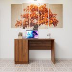 VIKI Engineered Wood Computer Table, Study Table, Desks with Door Storage for Adults/Students, Office Home | Along | Brussel Walnut, 120W x 75H x 40D | 1 Year Warranty