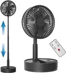 Koonie 8-Inch Foldaway Oscillating Fan with Remote Control, 7200mAh Rechargeable Battery Operated Pedestal Fan for Bedroom, Timer, 4 Speed, Fast Charging Portable Table Fan for Camping, Outdoor, Room