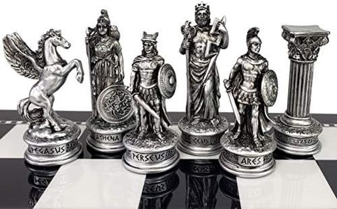 Greek Mythology Olympus Gods Zeus vs Poseidon Set of Chess Men Pieces Bronze and Pewter Color - NO Board