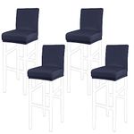 PiccoCasa Set of 4 Bar Stool Covers with Elastic Bottom, Stretch & Removable Dining Chair Covers for Pub Counter - Spandex Height Side Chair Covers Protector Slipcovers Dark Blue