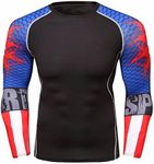 F.Q Yuqee Men's Soft Slim Long Sleeve Dry-Fit Compression Gym Trainning Shirt Blue Boom M