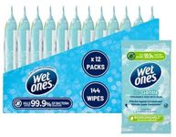 Wet Ones – Be Gentle – Plastic Free Antibacterial Pocket Size Hand Wipes - 144 wipes – 12 packs x 12 wipes