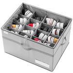 LUVHOMEE Shoe Organiser for Closet, Fits 16 Pairs, Large Shoe Box Storage Containers, Clear Foldable Shoe Storage Bins w/Bottom Support, Space Saving Shoes Holder w/Reinforced Handles, Grey