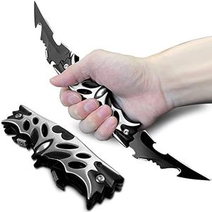 LFHC Tactical Pocket Double Blade Knives Twin Edge Blades EDC Tools Folding Knife for Outdoor Survival Camping Knife Cool Bat Knives Gifts for Men