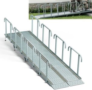 RDCMKL Wheelchair Ramp with Handrails, 12-36" Rise, Non-Slip, Carbon Steel