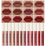 12Pcs Makeup Matte Lipstick Lip Kit, Non-Stick Cup Not Fade Velvety Liquid Lipstick Waterproof Long Lasting Durable Nude Lip Gloss Beauty Cosmetics Gift Box Makeup Set Kit (Natural Lip Collection)