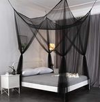 4 Post Bed Canopy Netting Functional Mosquito Net Full Queen King (Black)