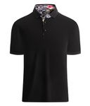 ALEX VANDO Mens Polo Shirts Short Sleeve Regular Fit Fashion Designed Shirt,Black,S