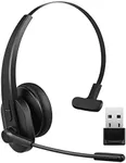 Upgraded Bluetooth Headset, Wireless Headset with Noise Canceling Microphone for Trucker, On-Ear Bluetooth Headset V5.2 with USB Dongle for Computer, Headset with Mute Button for Work (Black)